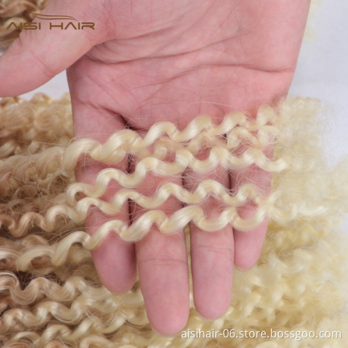Aisi Hair Wholesale 12 Inch High Quality Marly Bob Heat Resistant Fiber Ombre Blonde Synthetic Crochet Braiding Hair Extensions